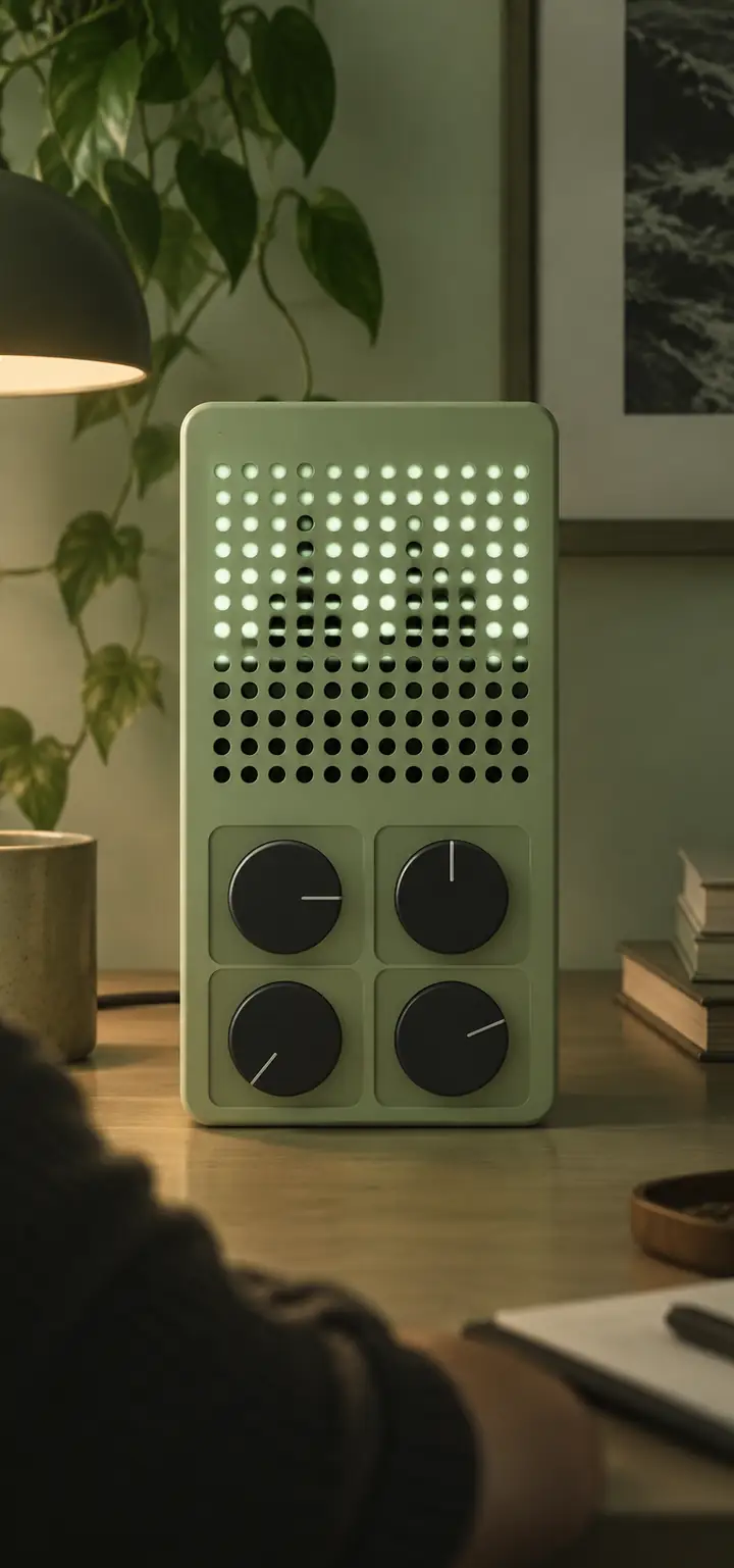 Audio player with a dot-grid visualization