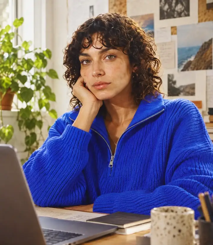 Portrait of a woman in a blue sweater
