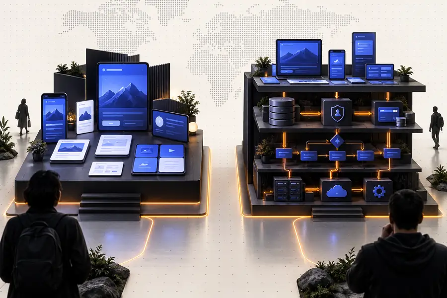Comparison view of two AI app building approaches