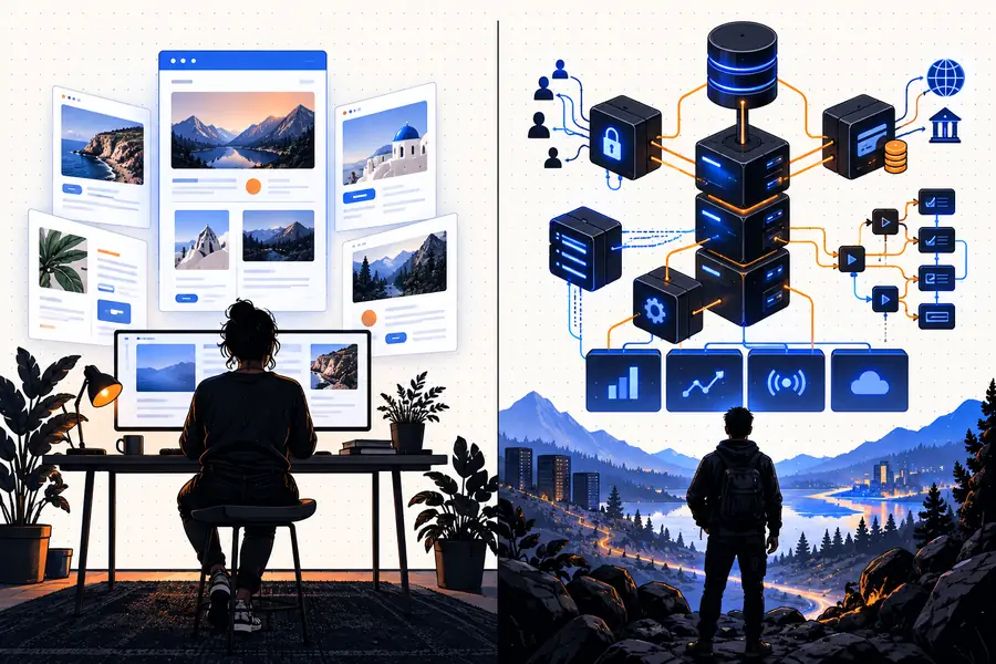 Comparison view of two AI app building approaches